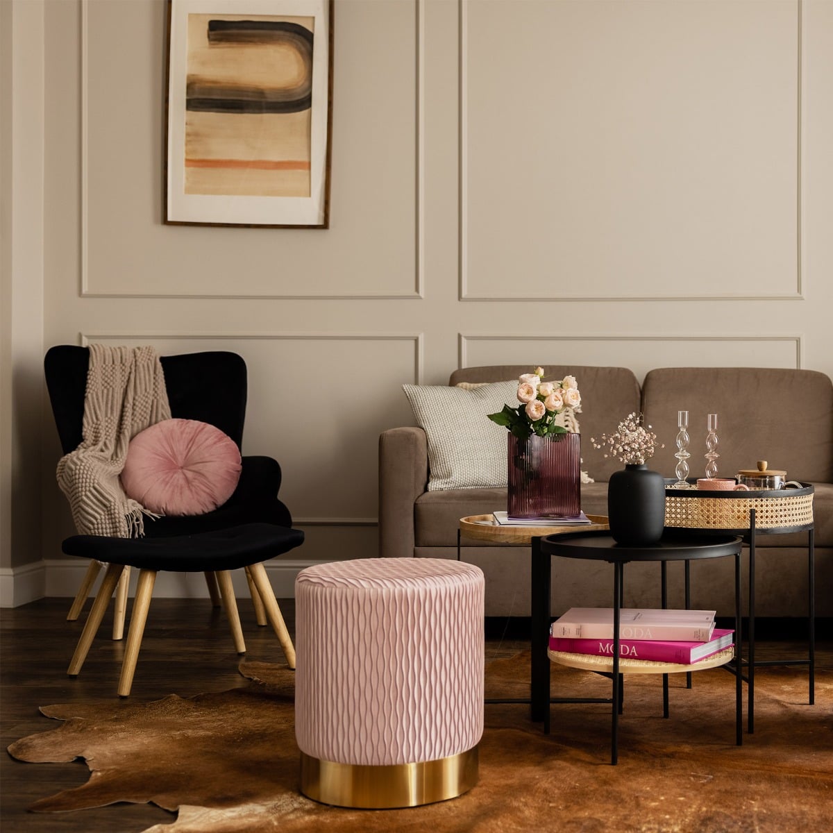 Armchair MOSS Black Velour 70x95 cm