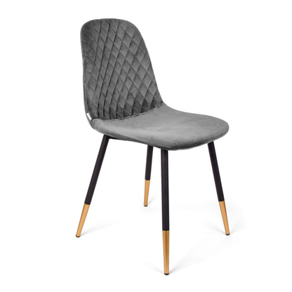 NOIR Velour Grey Chair | Comfortable Seating | 44x52x85cm