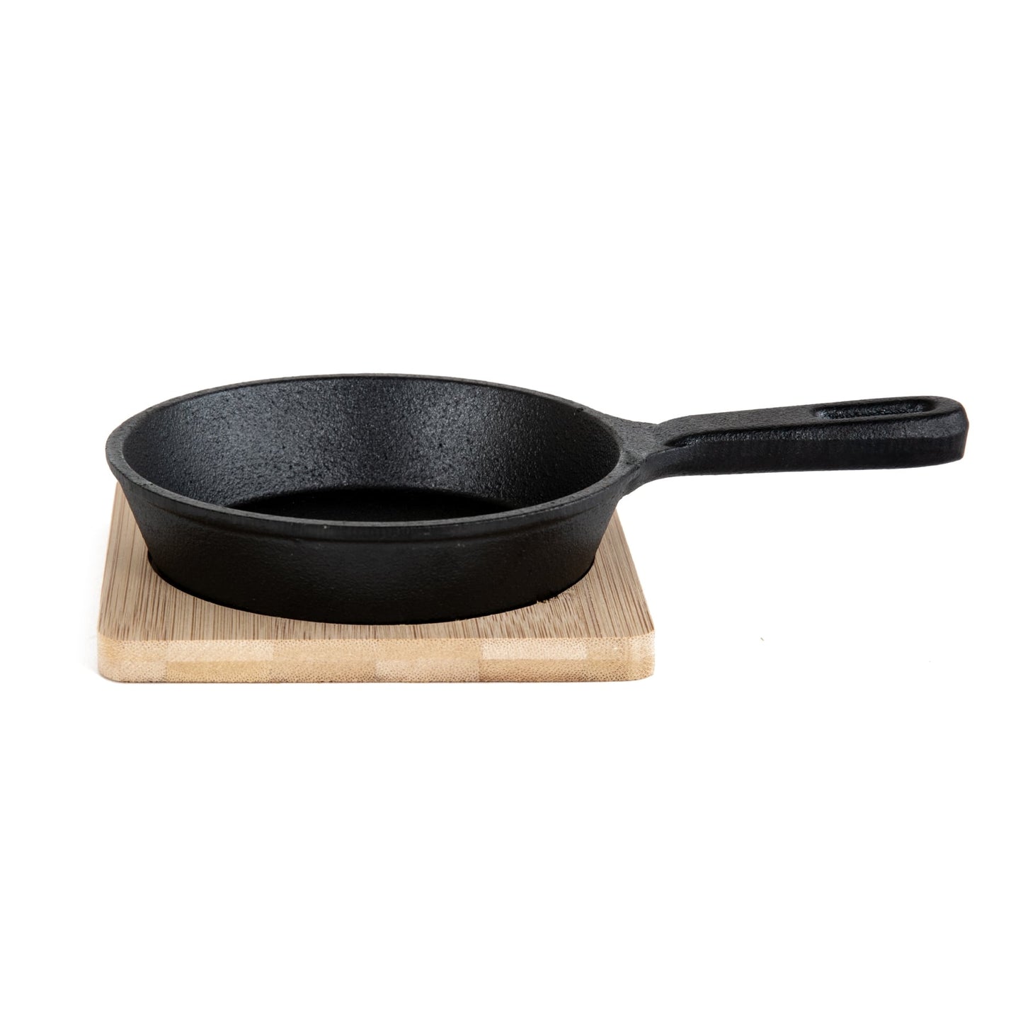 ANDREAS Cast Iron Frying Pan with Bamboo Pad 21x12 cm