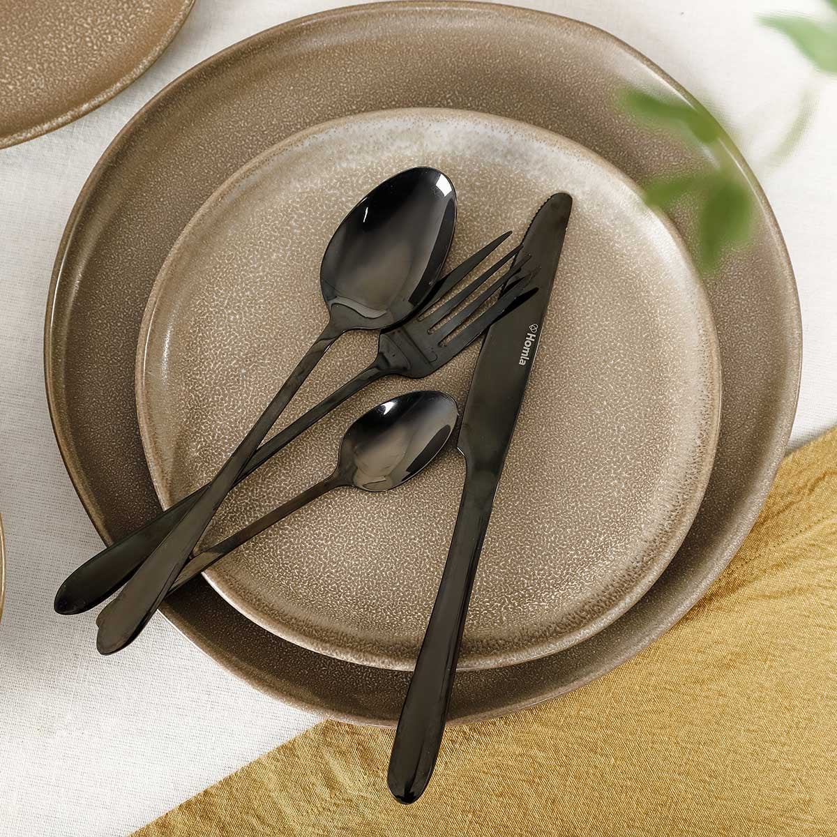 Cutlery Set ABELE Black 16 Pieces