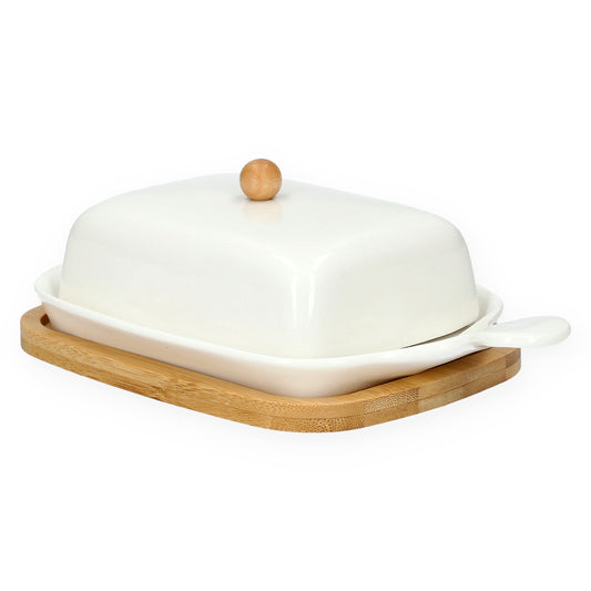 Butter Bowl FINCAN Ceramic with Bamboo Base 22 cm