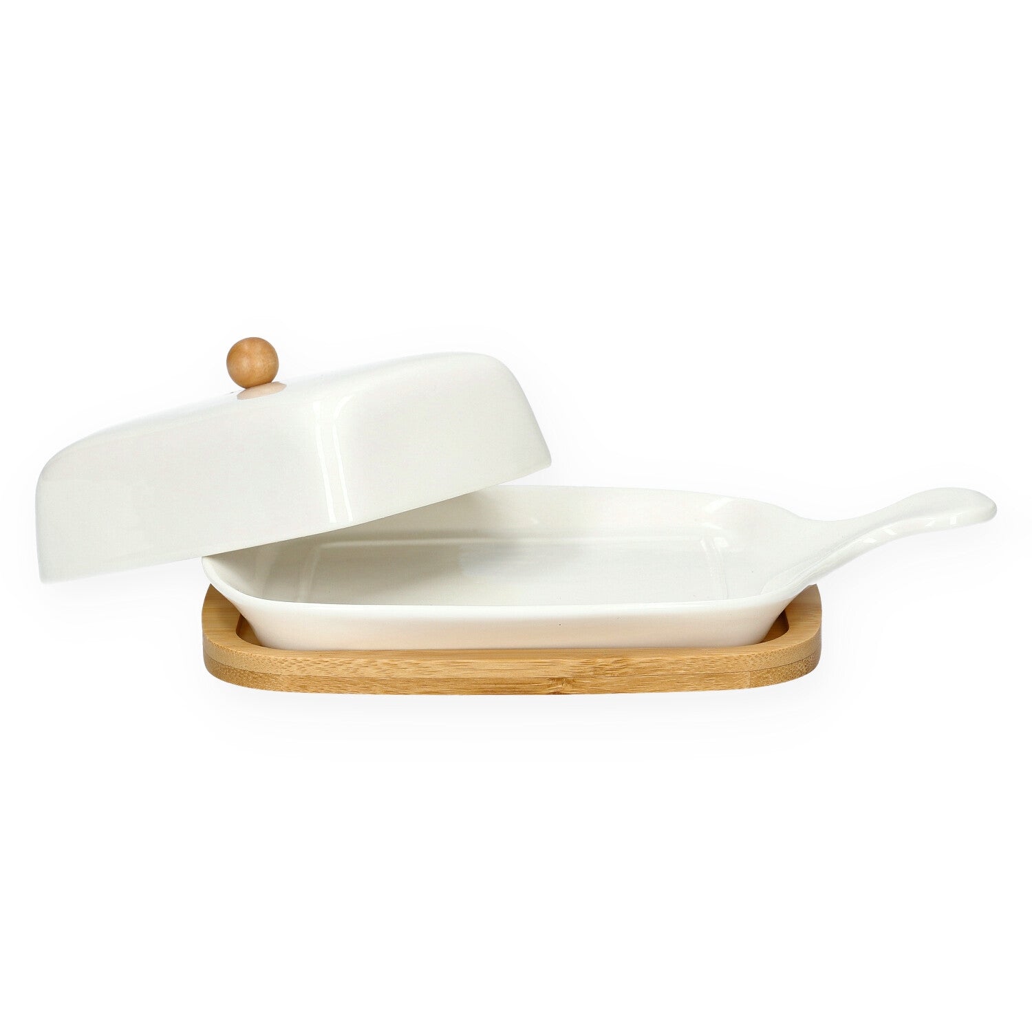 Butter Bowl FINCAN Ceramic with Bamboo Base 22 cm