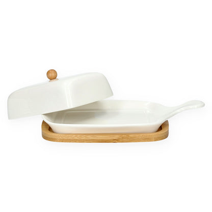 Butter Bowl FINCAN Ceramic with Bamboo Base 22 cm