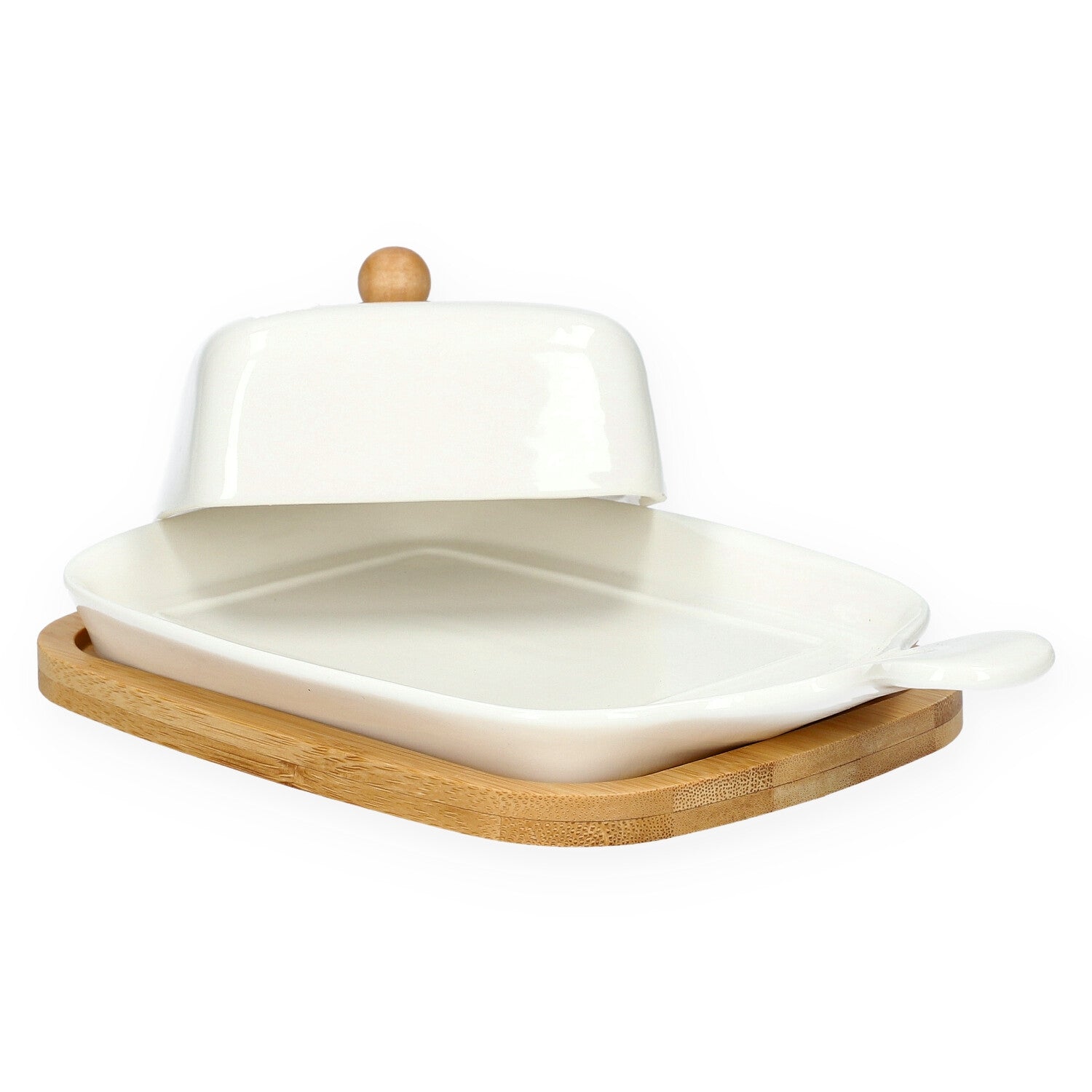 Butter Bowl FINCAN Ceramic with Bamboo Base 22 cm