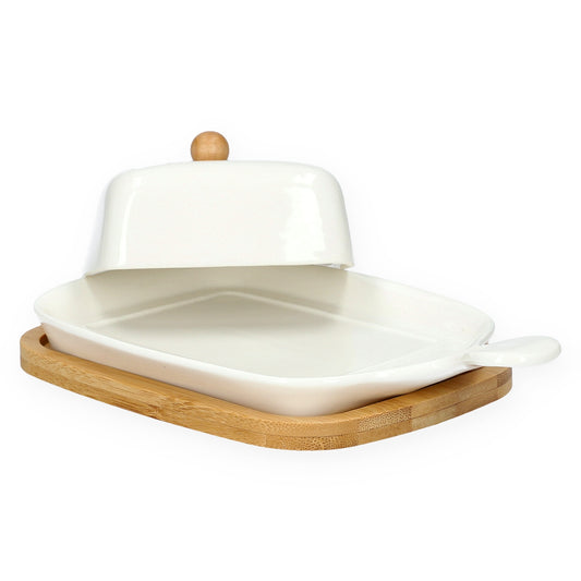 Butter Bowl FINCAN Ceramic with Bamboo Base 22 cm