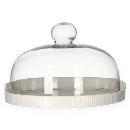 FINCAN Ceramic Serving Platter with Glass Lid 24x24x19cm