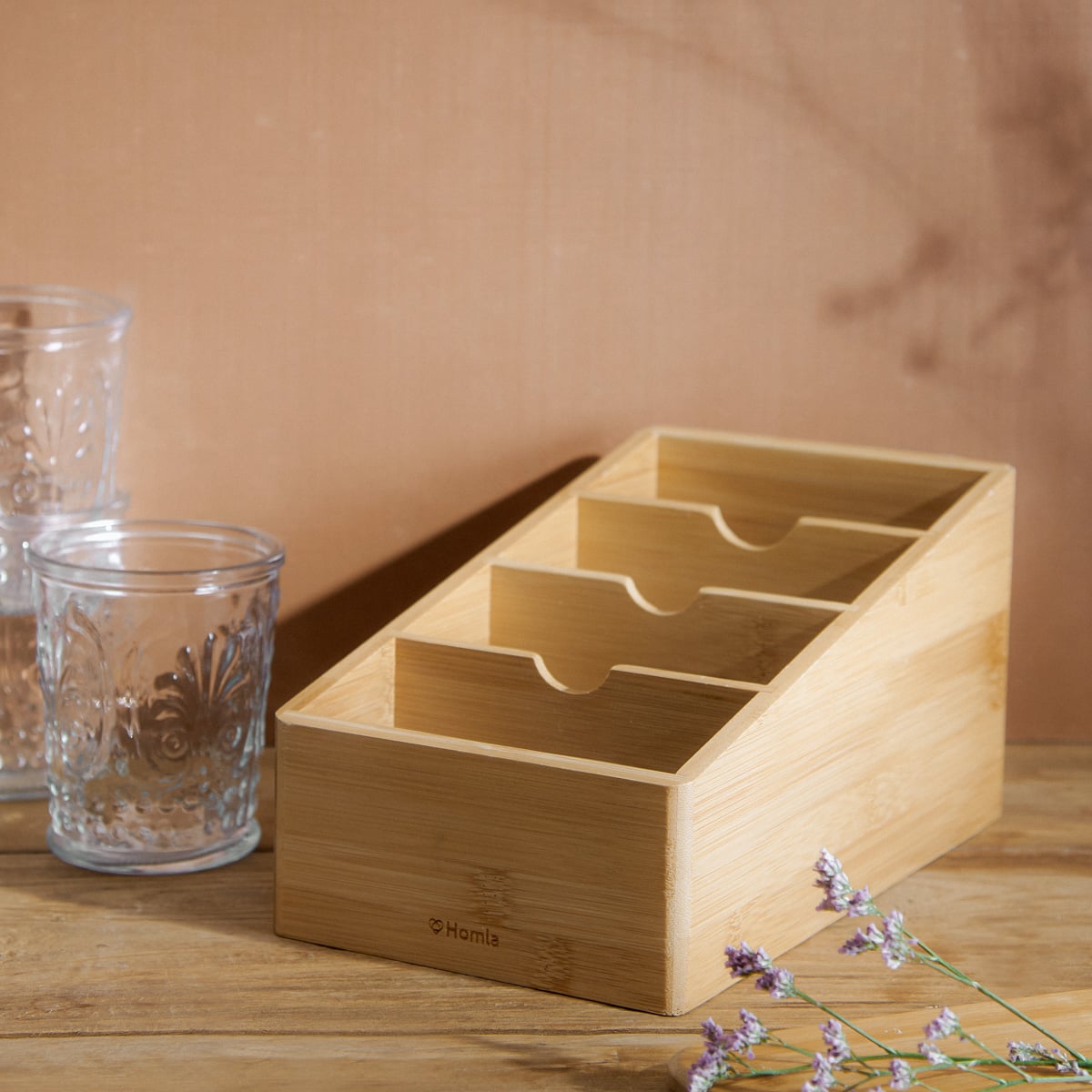 Organiser BAMBOU Bamboo Kitchen Organizer with Compartments 26x15x13 cm