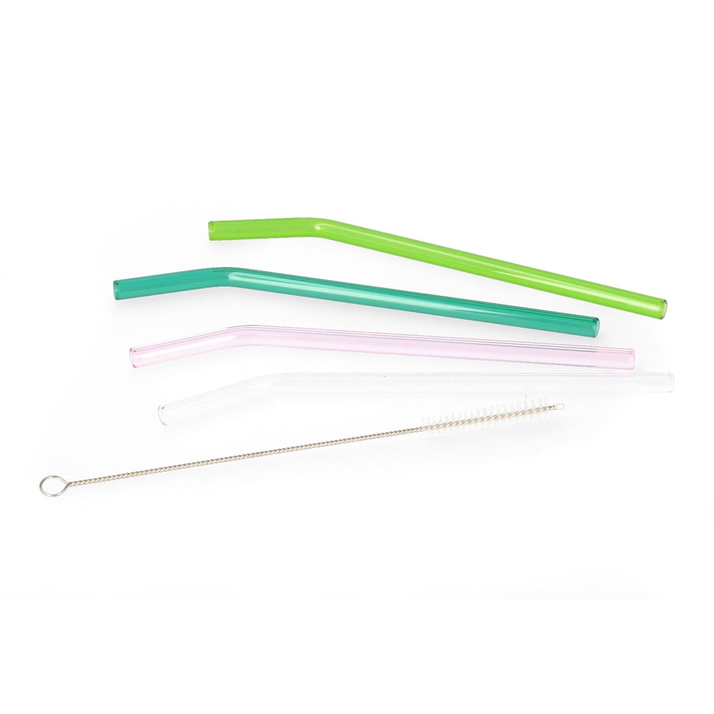 Set of straws RIJO Coloured Glass Straw Set with Cleaner - 5 Pieces