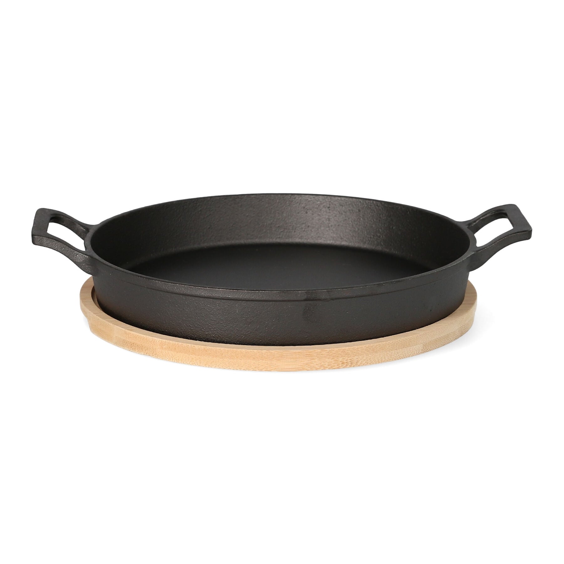 ANDREAS Cast Iron Frying Pan with Bamboo Pad 25x20 cm