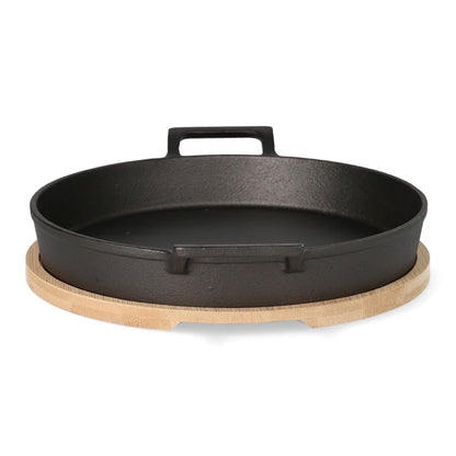 ANDREAS Cast Iron Frying Pan with Bamboo Pad 25x20 cm