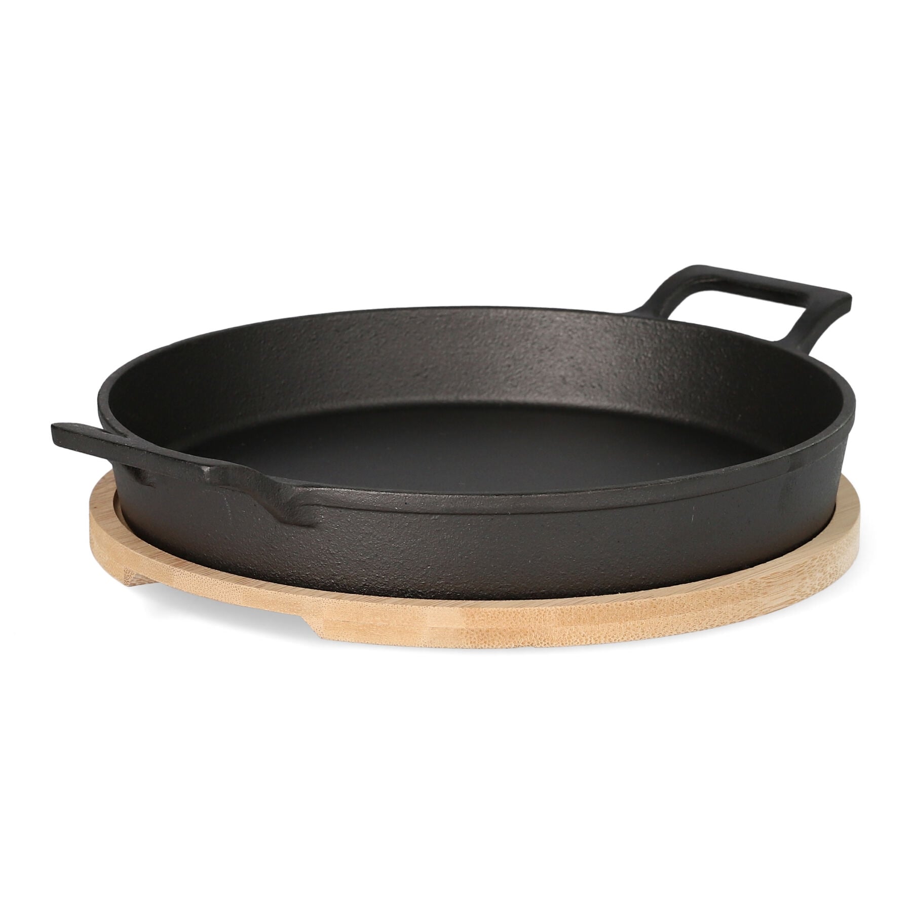 ANDREAS Cast Iron Frying Pan with Bamboo Pad 25x20 cm