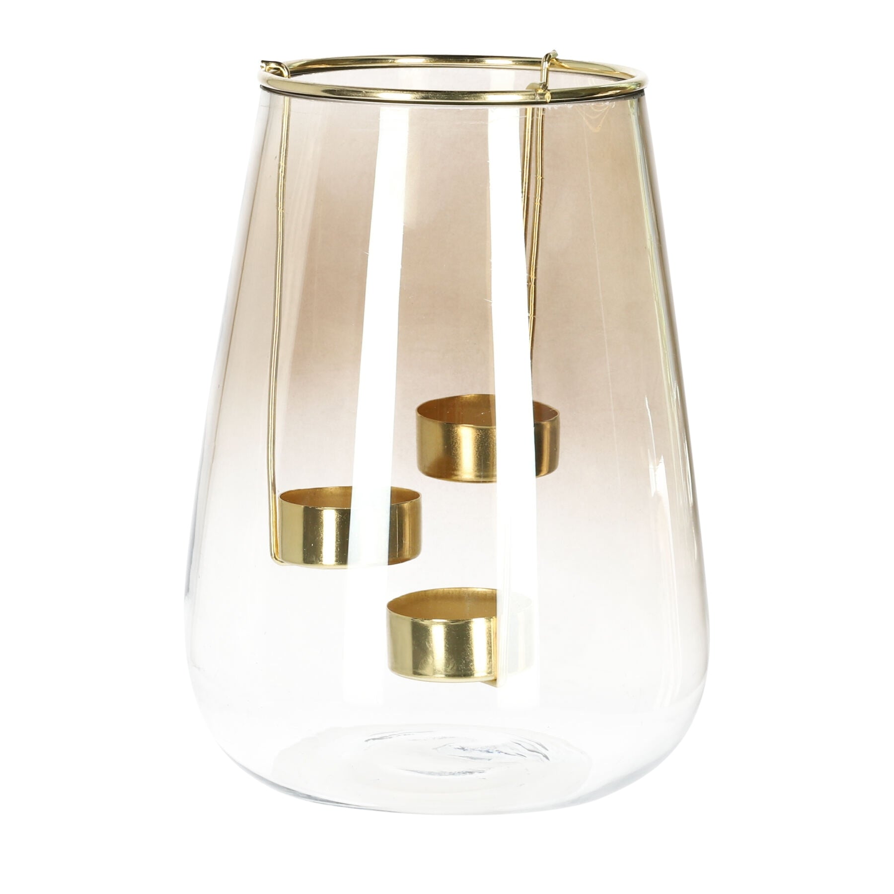 GALIA Glass Gold Lantern - Elegant Home Decor Accessory