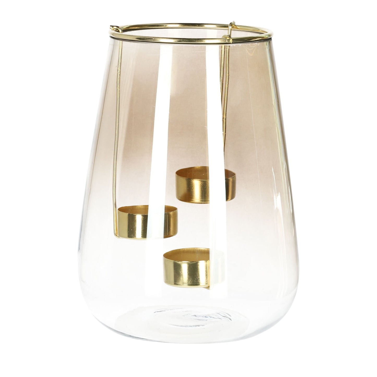 GALIA Glass Gold Lantern - Elegant Home Decor Accessory