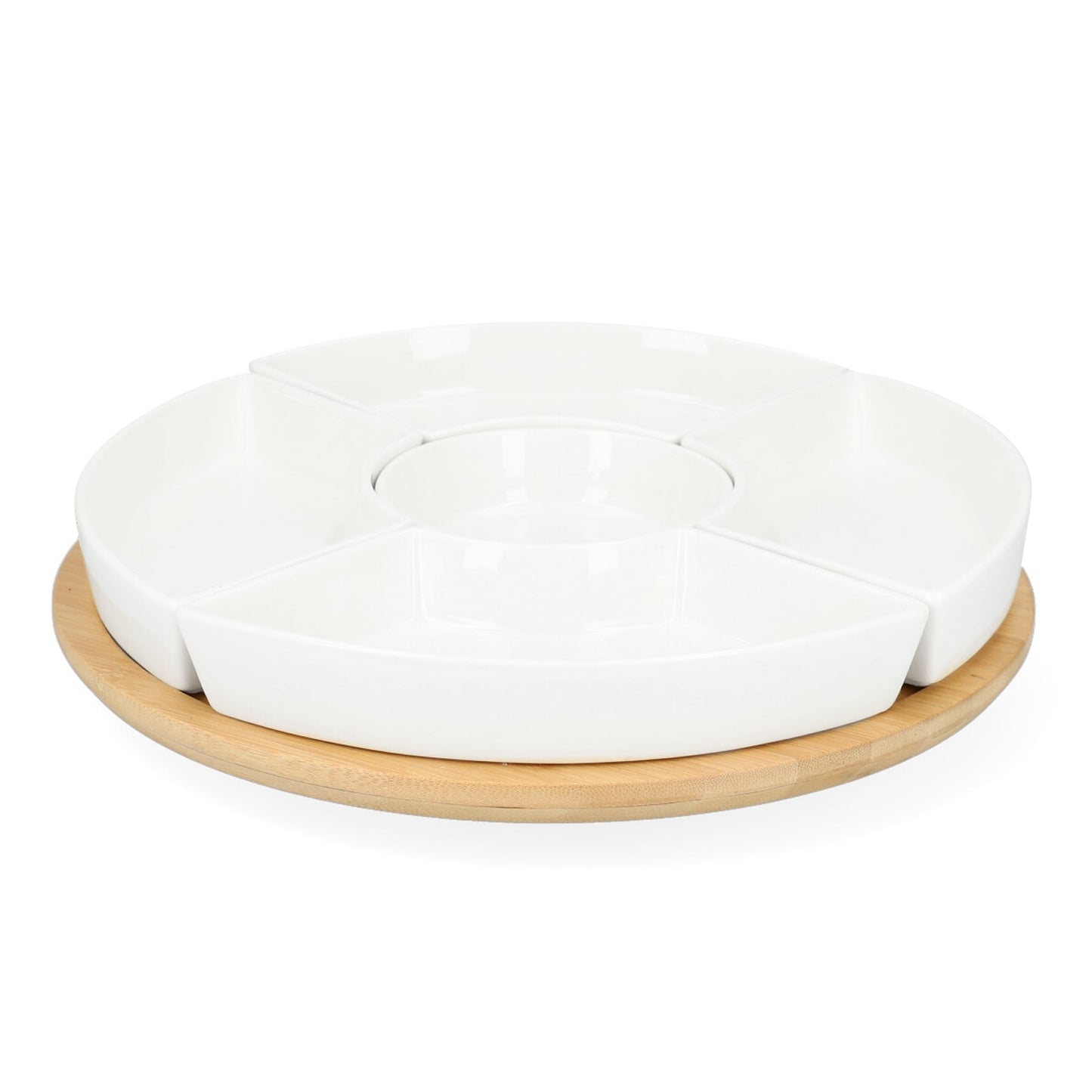 FINCAN Ceramic Serving Platter with Rotating Tray and Bowls