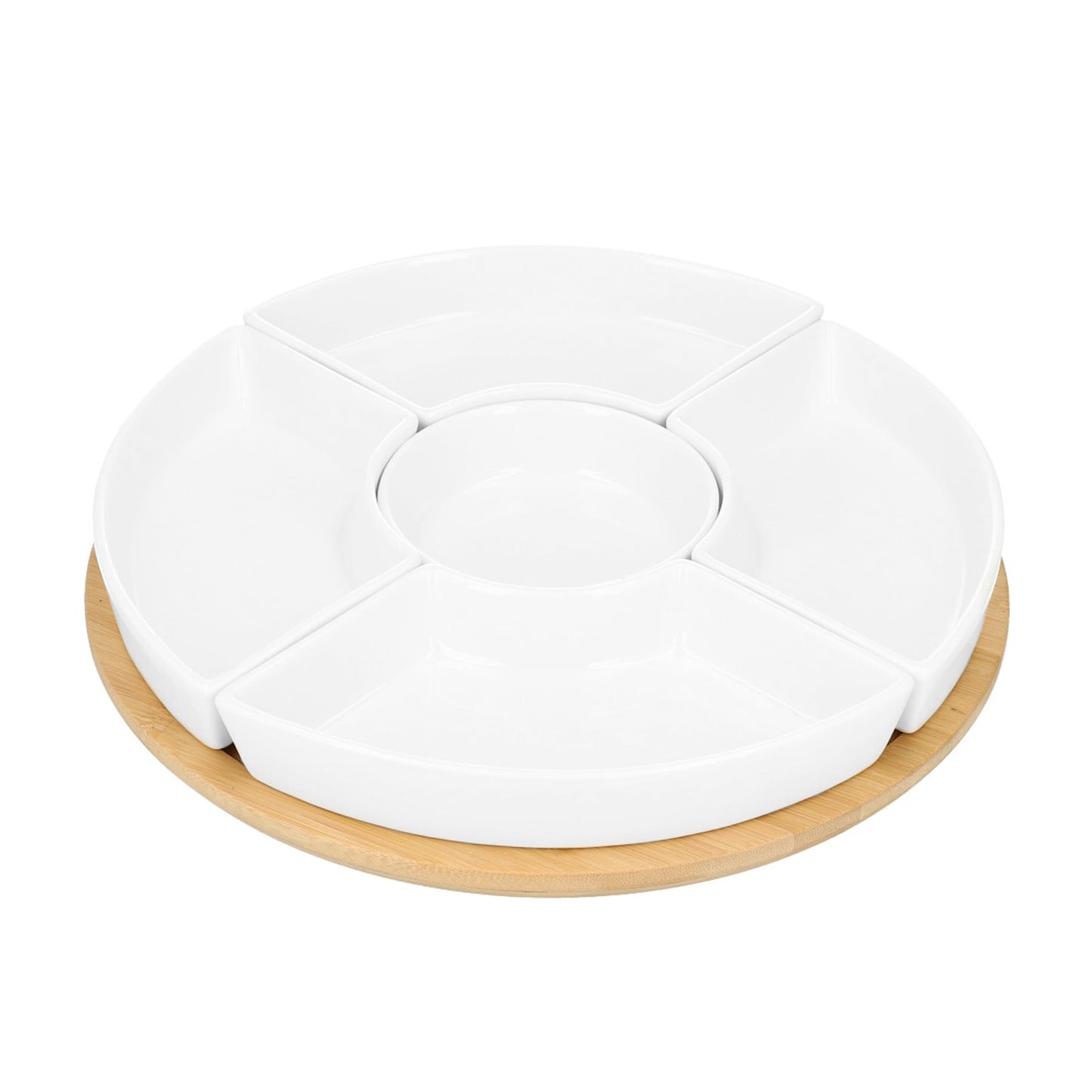 FINCAN Ceramic Serving Platter with Rotating Tray and Bowls
