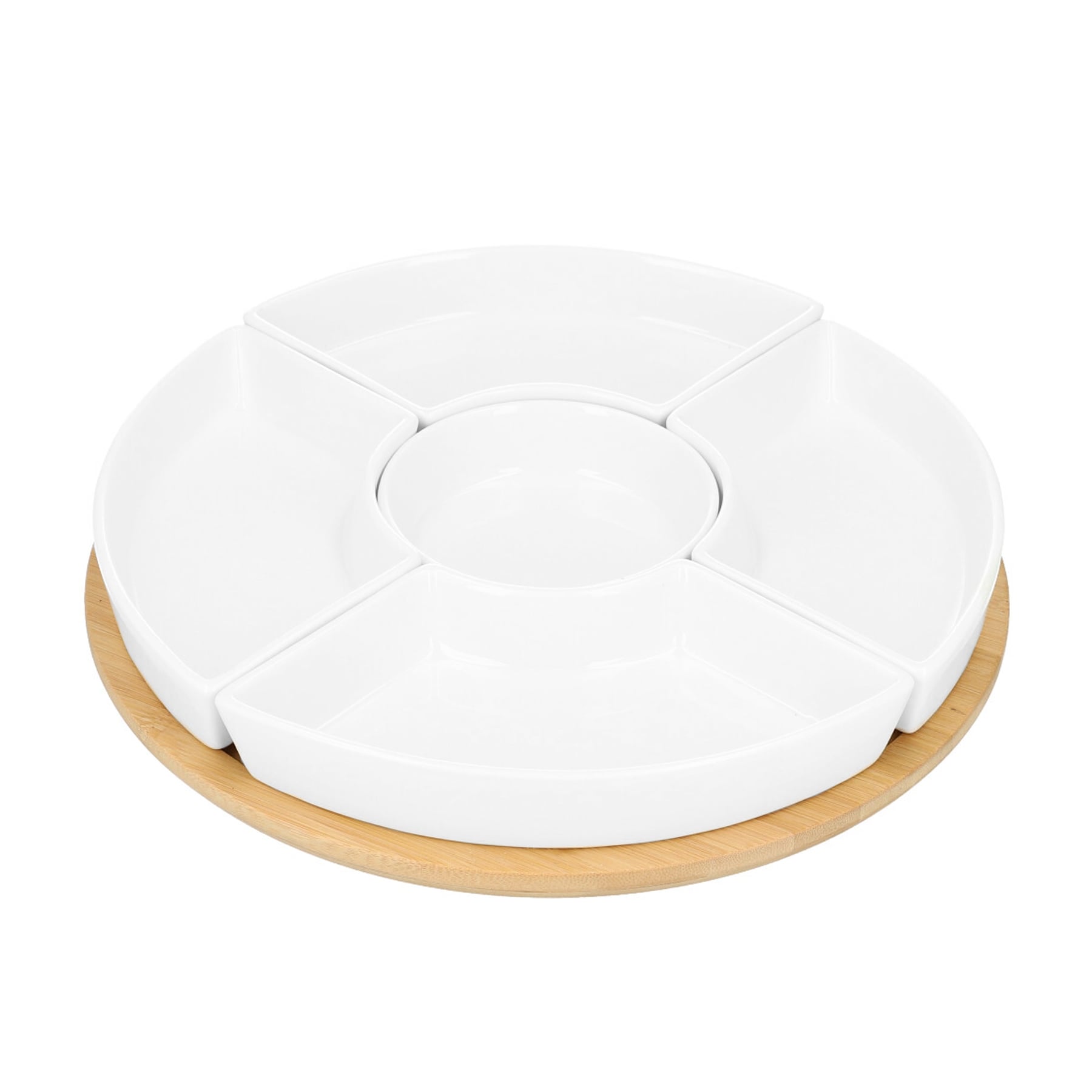 FINCAN Ceramic Serving Platter with Rotating Tray and Bowls