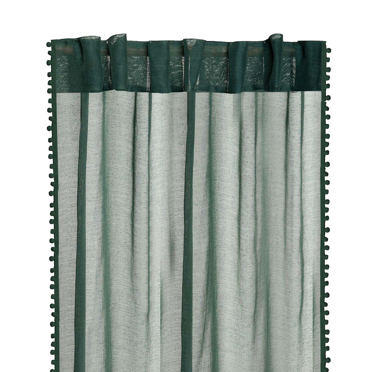 Curtain Dress ADI Green with Pompoms 140x250 cm