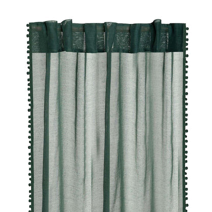 Curtain Dress ADI Green with Pompoms 140x250 cm