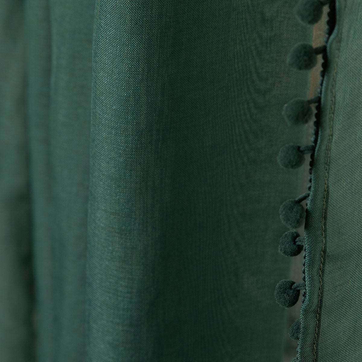 Curtain Dress ADI Green with Pompoms 140x250 cm
