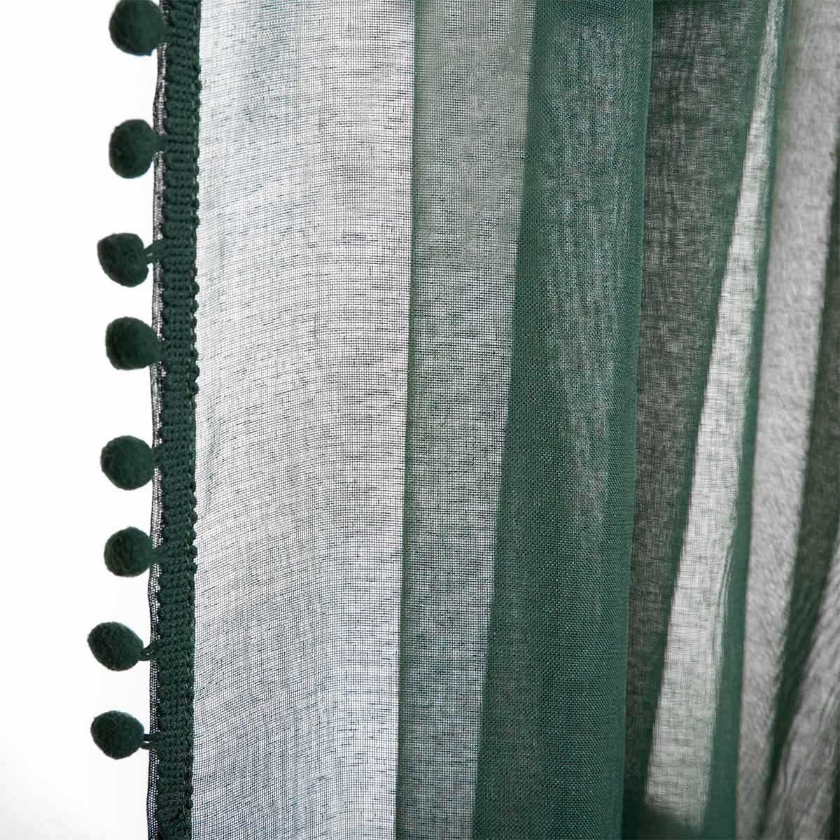 Curtain Dress ADI Green with Pompoms 140x250 cm