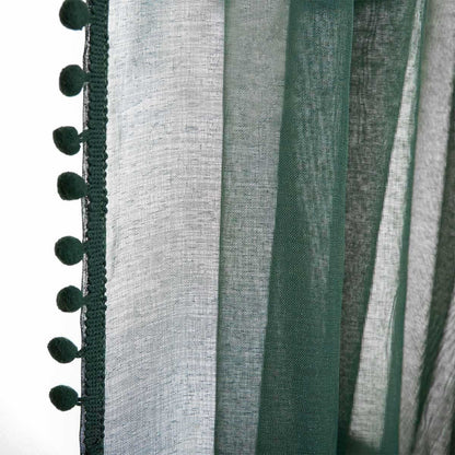 Curtain Dress ADI Green with Pompoms 140x250 cm