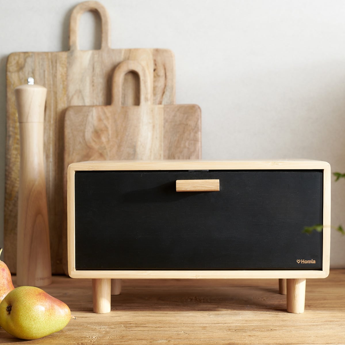 BAMBOU Bamboo Breadbox Black 35x23 cm