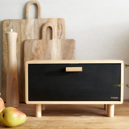 BAMBOU Bamboo Breadbox Black 35x23 cm