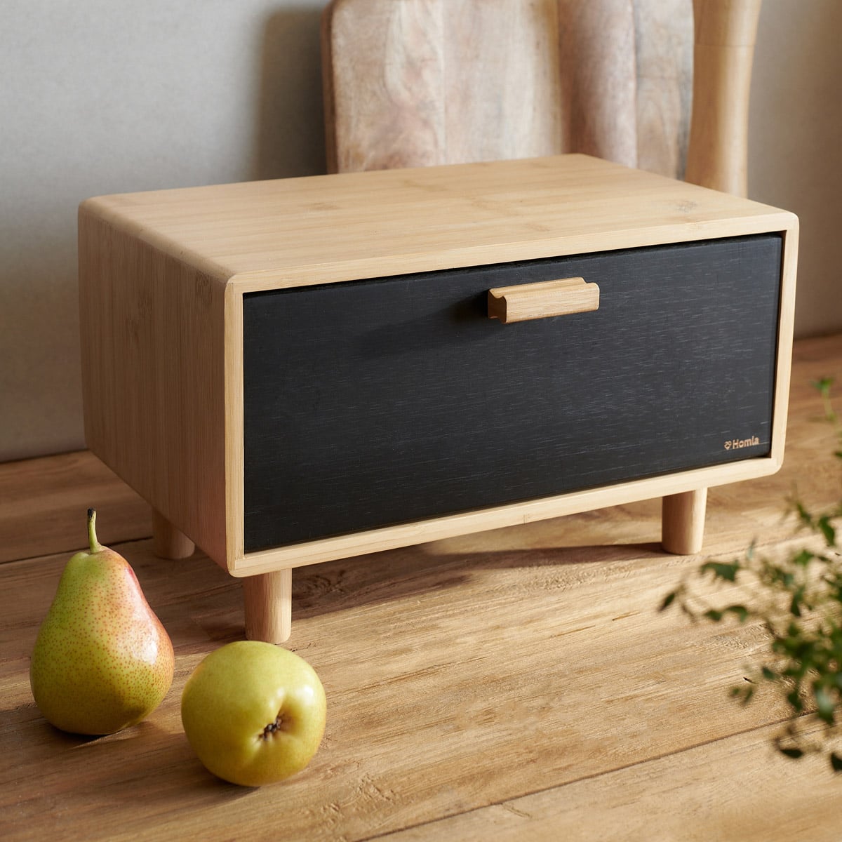 BAMBOU Bamboo Breadbox Black 35x23 cm