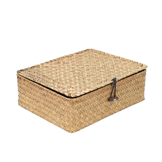 TALULAH Braided Natural Casket Woven Box 25x20x8 cm