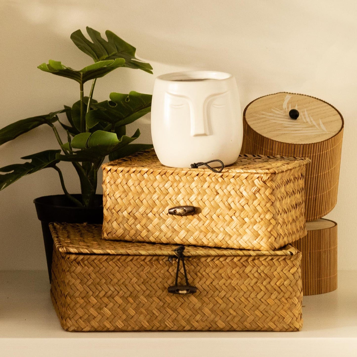 TALULAH Braided Natural Casket Woven Box 25x20x8 cm