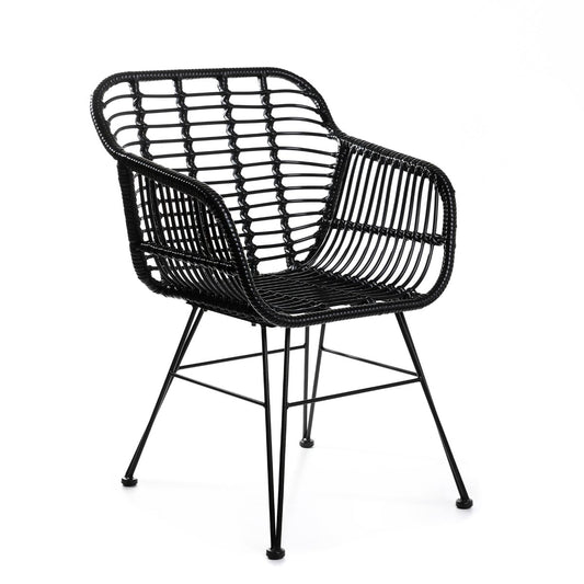 JARDIN Braided Black Outdoor Chair 56x42x82 cm