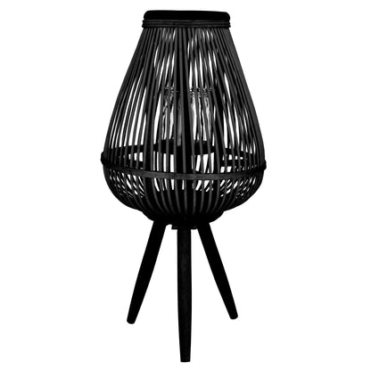 MASAYA Black Garden Lantern Bamboo Wood Outdoor Decor