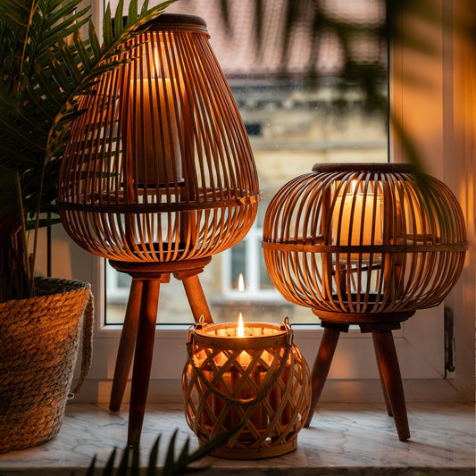 MASAYA Natural Garden Lantern Bamboo Wood 15x11x61 cm