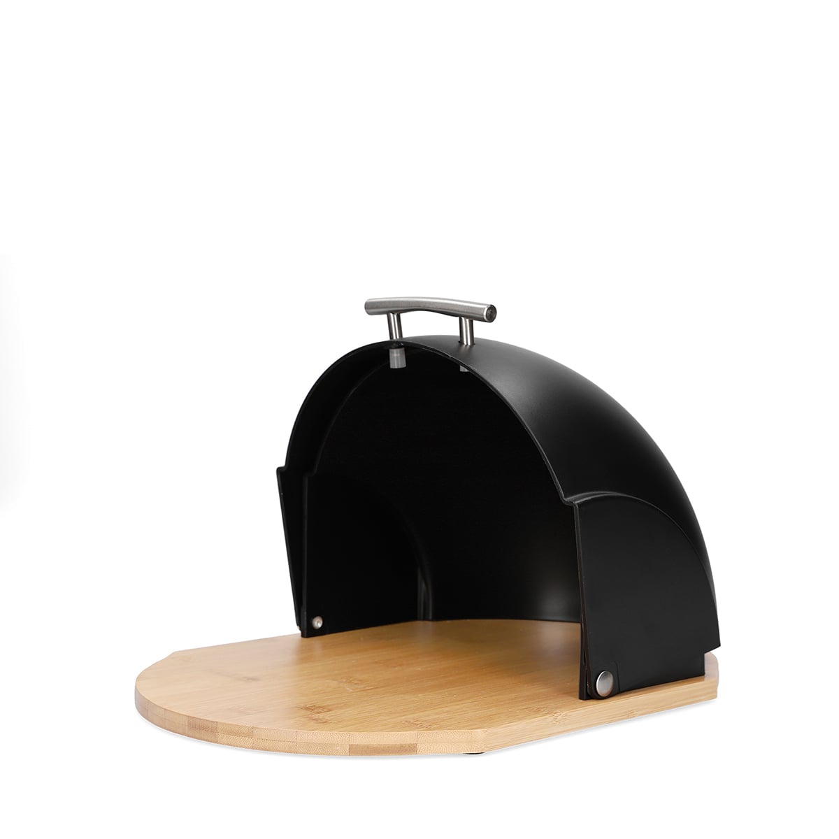 Darvin Round Black Bamboo Breadbox 37.5x27x21 cm