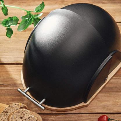 Darvin Round Black Bamboo Breadbox 37.5x27x21 cm
