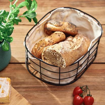 DUNCAN Black Cotton Kitchen Basket 25x21x11 cm