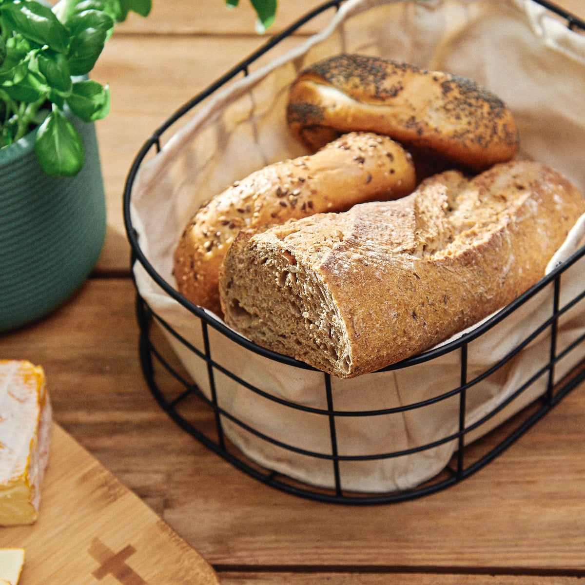 DUNCAN Black Cotton Kitchen Basket 25x21x11 cm