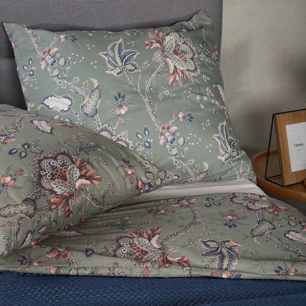 CLARAS Microfibre Grey Floral Bedding Set 200x220 cm