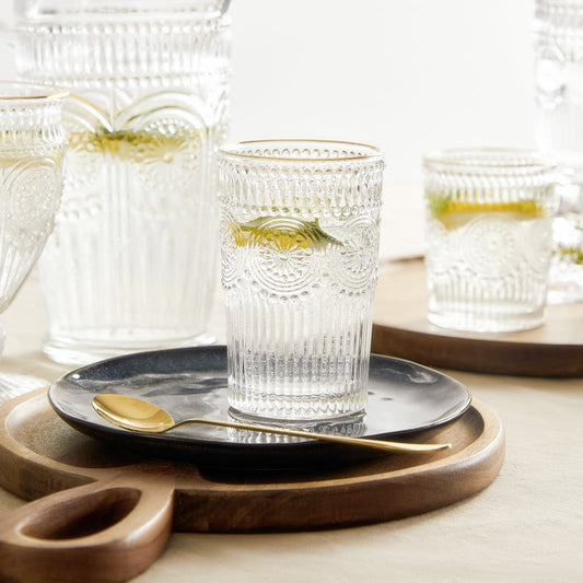 BARREL Tall Glass with Gold Rim 0.35L