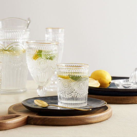 BARREL Low Glass Mug with Gold Rim 0.3L