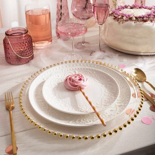 Golden Balls Glass Serving Plate 33cm