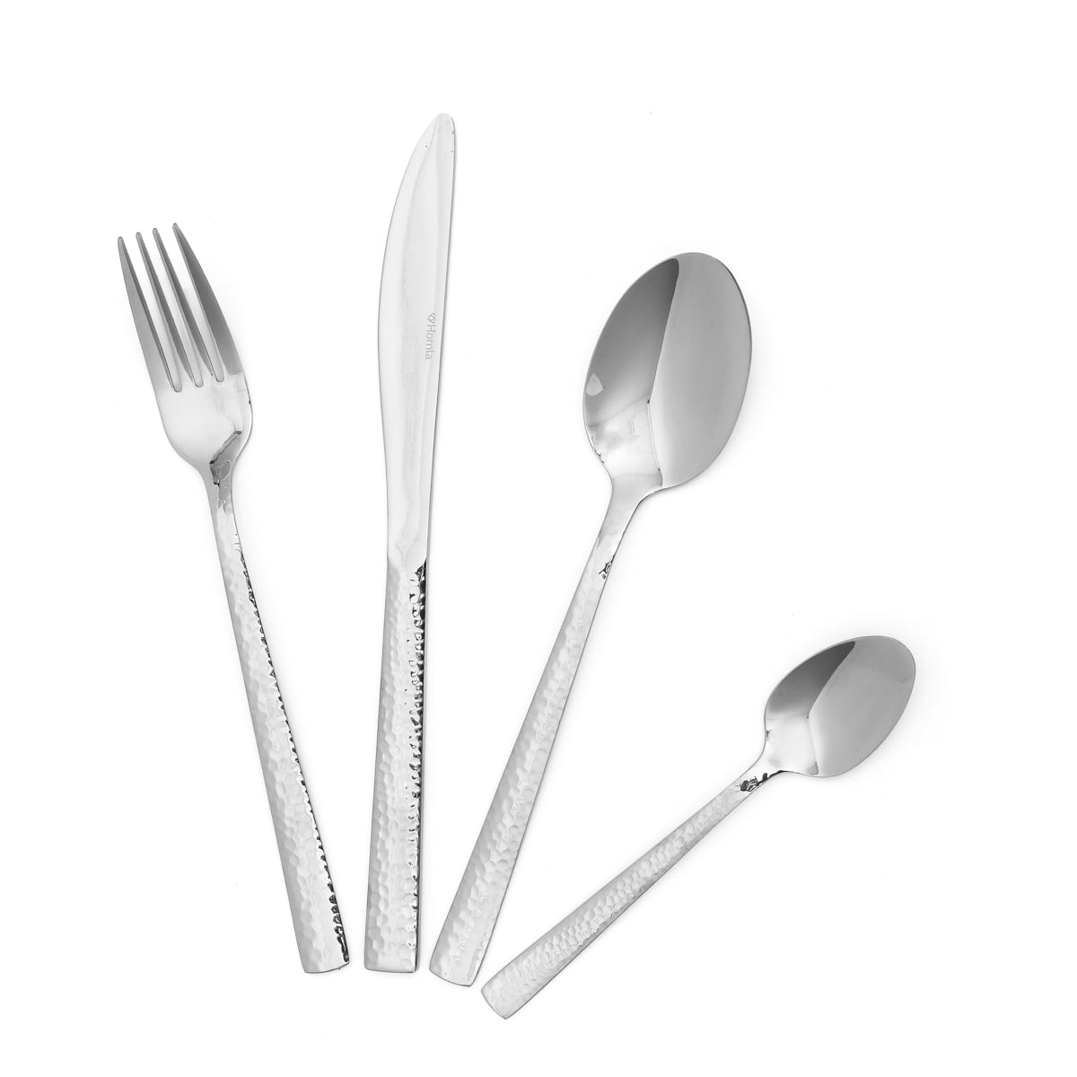 Cutlery Set Martello with Hammered Silver Handles 24 Pieces
