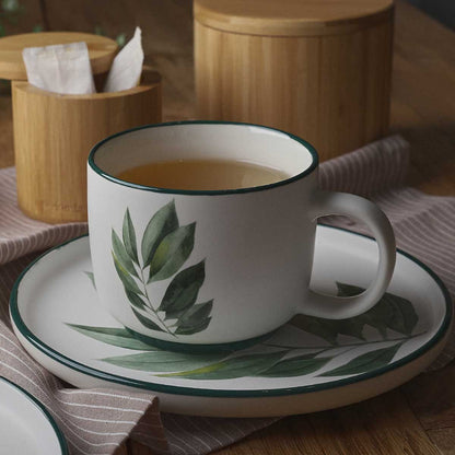 BLYDE Ceramic Mug with Rubberwood Leaf 350ml