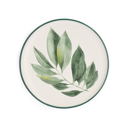 BLYDE Porcelain Plate with Rubberwood Leaf Design 20cm