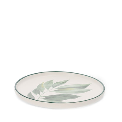 BLYDE Porcelain Plate with Rubberwood Leaf Design 20cm