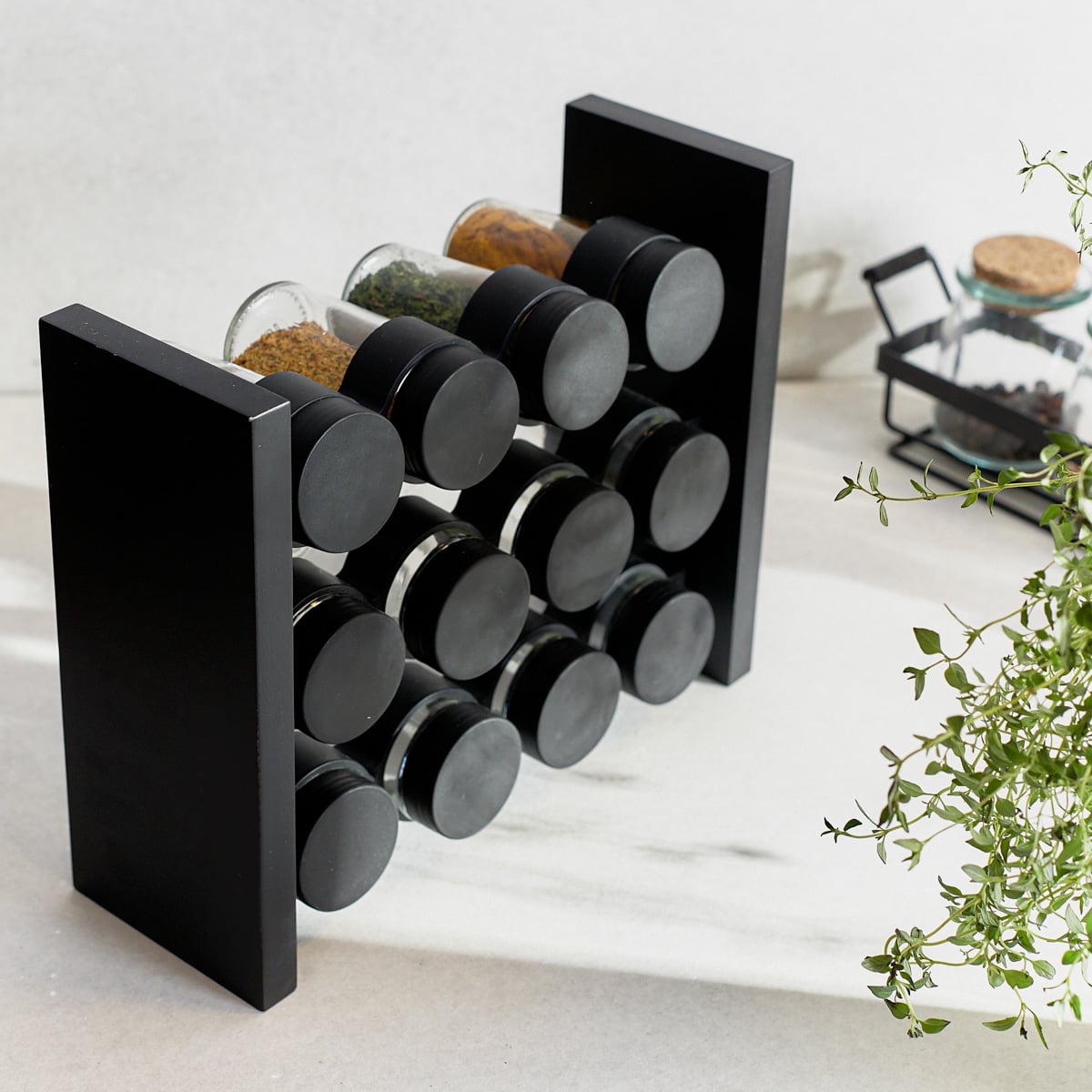 OTTO Black Spice Jar Set - 12 Jars with Stand