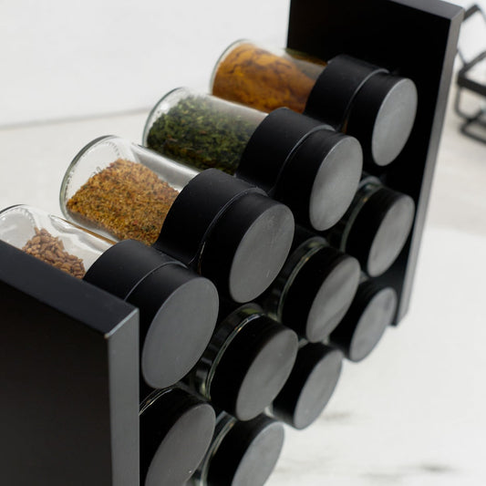 OTTO Black Spice Jar Set - 12 Jars with Stand