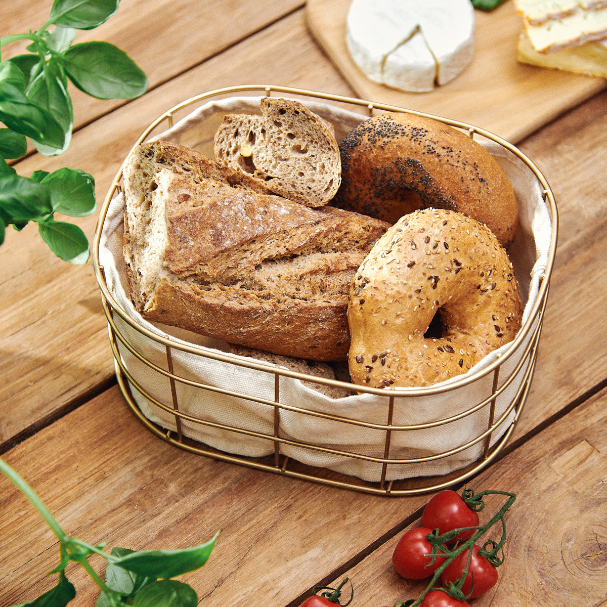 DUNCAN Gold Kitchen Basket 27x27x12 cm