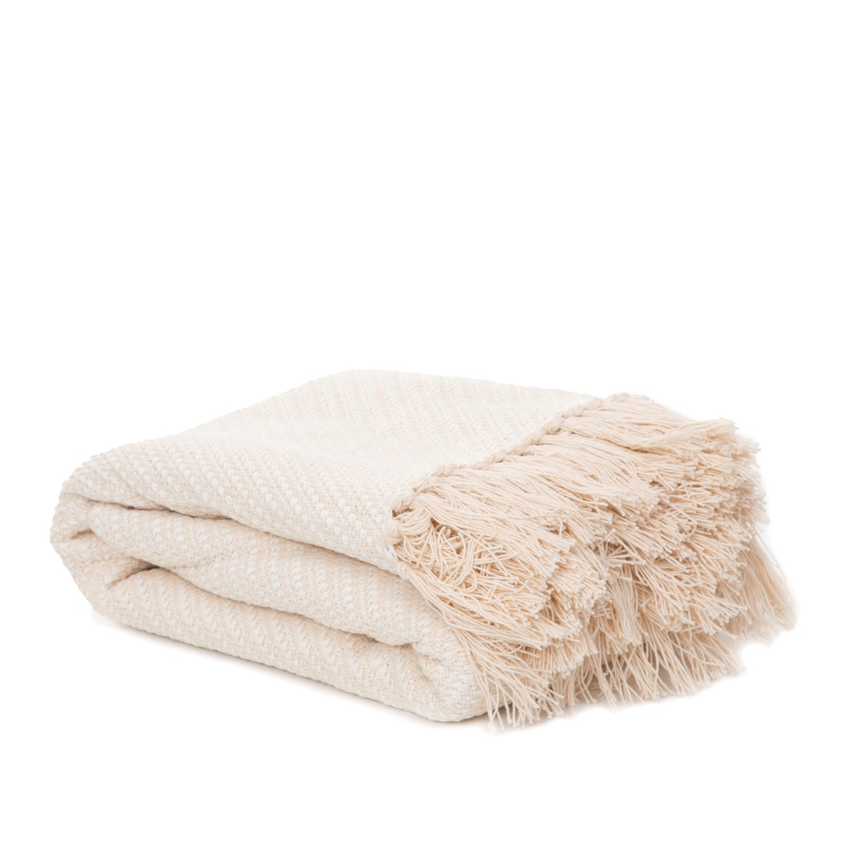 Blanket MORRIS Ecru with Fringe 130x170 cm