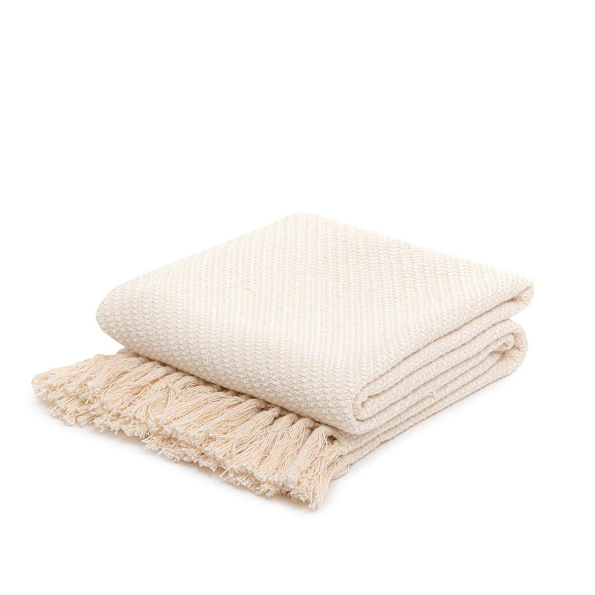 Blanket MORRIS Ecru with Fringe 130x170 cm